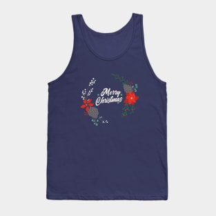 Winter Florals on Navy Tank Top